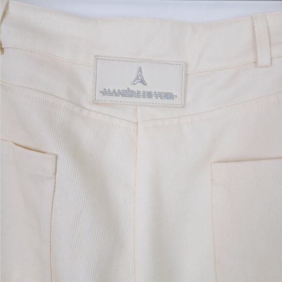 Maniere De Voir SZ 12 Strap Detail Cargo Pants - Cream 100% Cotton NWOT - Picture 4 of 9